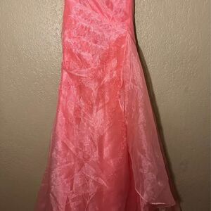 Girls Beautiful Pretty In Pink Sheer Formal Dress
